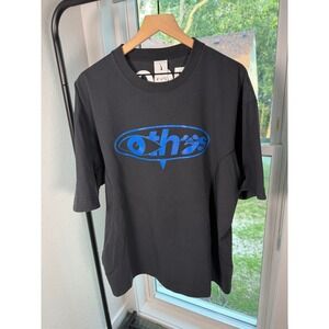 Nike x Off-White Short Sleeve Jersey Top Black Blue DN1757-010 Mens Size L